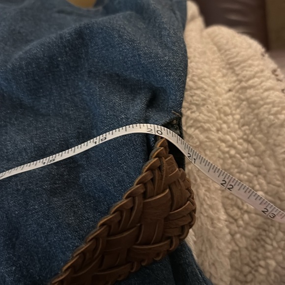 Extra large button up denim dress with brown braided belt - Picture 7 of 8